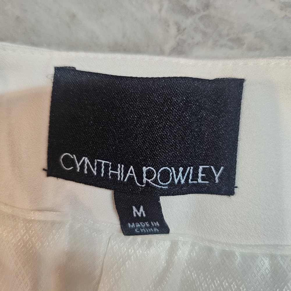 Cynthia Rowley Women’s Medium Ivory Open Front Blazer Jacket Lined Long Sleeve - Picture 6 of 13